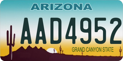 AZ license plate AAD4952