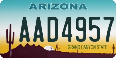 AZ license plate AAD4957