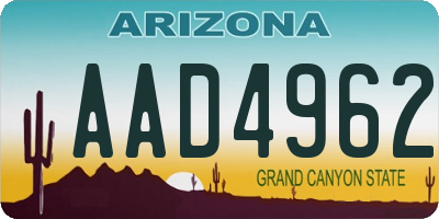 AZ license plate AAD4962