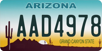 AZ license plate AAD4978