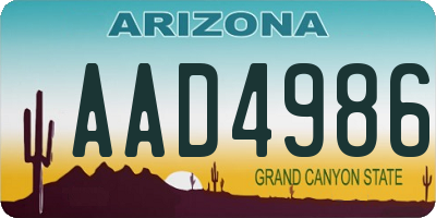 AZ license plate AAD4986