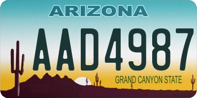 AZ license plate AAD4987