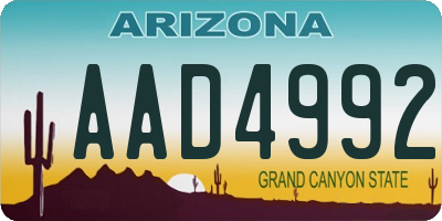 AZ license plate AAD4992