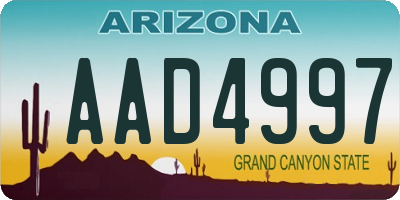 AZ license plate AAD4997