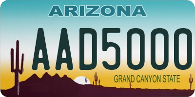 AZ license plate AAD5000