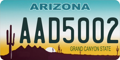 AZ license plate AAD5002