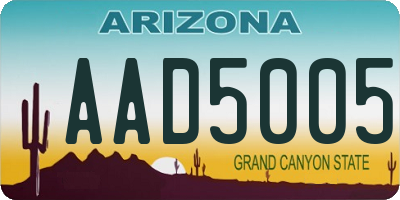 AZ license plate AAD5005