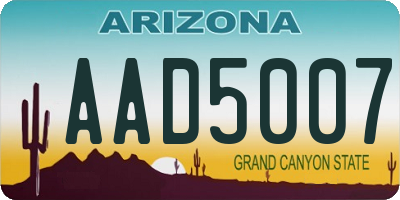 AZ license plate AAD5007