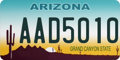 AZ license plate AAD5010