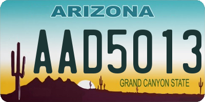 AZ license plate AAD5013