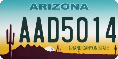 AZ license plate AAD5014