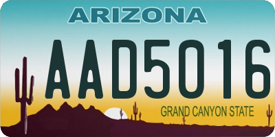 AZ license plate AAD5016