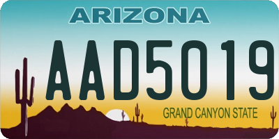 AZ license plate AAD5019