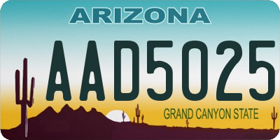 AZ license plate AAD5025