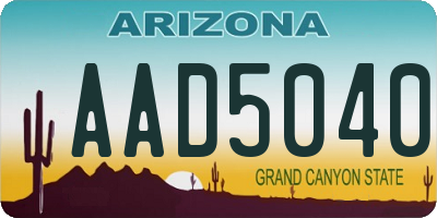 AZ license plate AAD5040