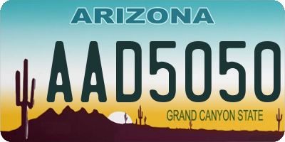 AZ license plate AAD5050