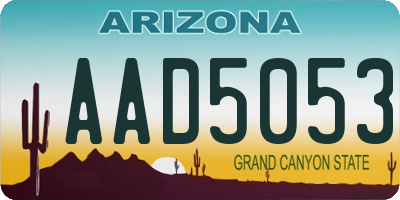 AZ license plate AAD5053