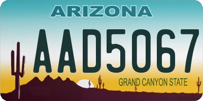 AZ license plate AAD5067