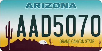 AZ license plate AAD5070