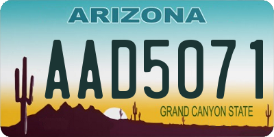 AZ license plate AAD5071