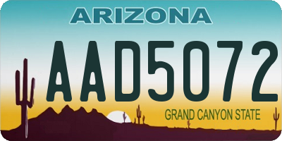 AZ license plate AAD5072
