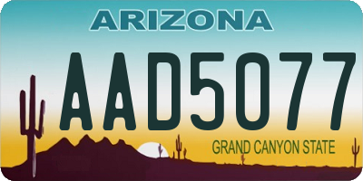AZ license plate AAD5077