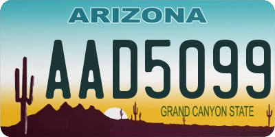 AZ license plate AAD5099