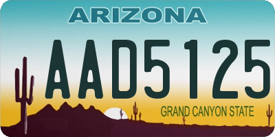 AZ license plate AAD5125