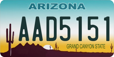 AZ license plate AAD5151