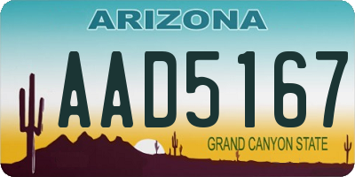 AZ license plate AAD5167