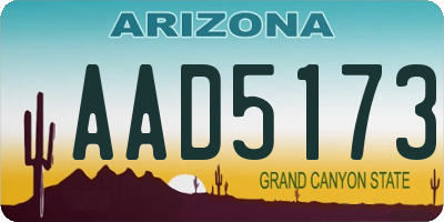 AZ license plate AAD5173