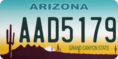 AZ license plate AAD5179
