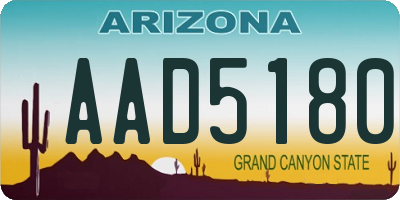 AZ license plate AAD5180