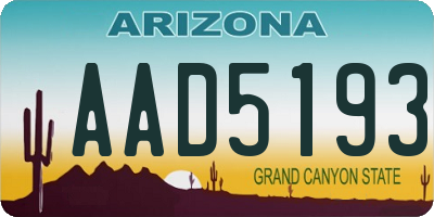 AZ license plate AAD5193