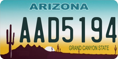 AZ license plate AAD5194