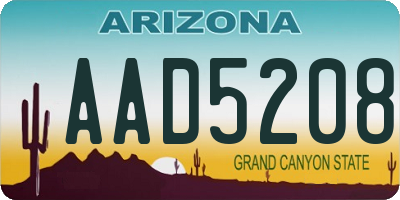 AZ license plate AAD5208