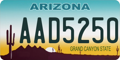 AZ license plate AAD5250