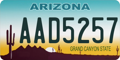 AZ license plate AAD5257