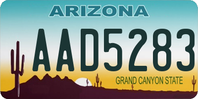 AZ license plate AAD5283