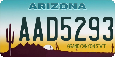 AZ license plate AAD5293
