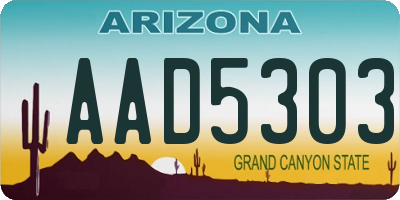 AZ license plate AAD5303