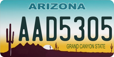 AZ license plate AAD5305