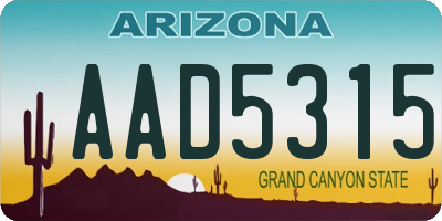 AZ license plate AAD5315
