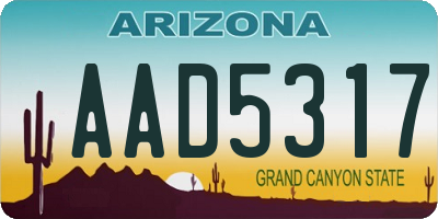 AZ license plate AAD5317