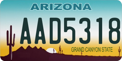AZ license plate AAD5318