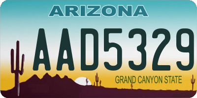 AZ license plate AAD5329