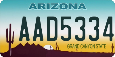 AZ license plate AAD5334