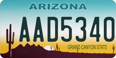AZ license plate AAD5340