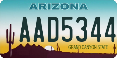 AZ license plate AAD5344
