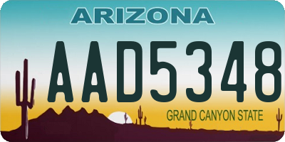 AZ license plate AAD5348